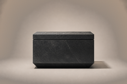 Chamfered Block Base Long black marble plinth base by 1-OPH, surface detail