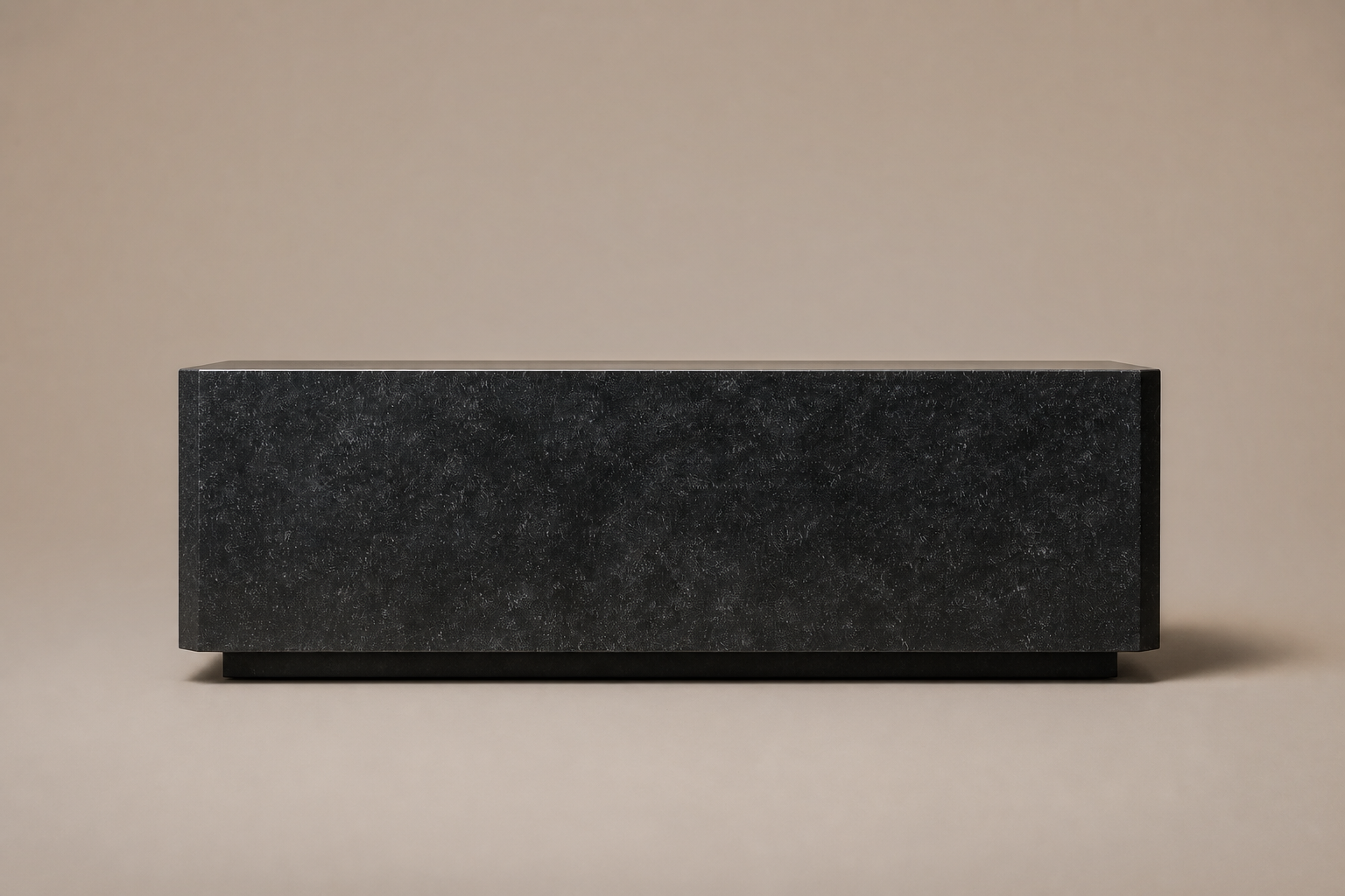 Chamfered Block Base Deep black marble plinth base by 1-OPH, side elevation