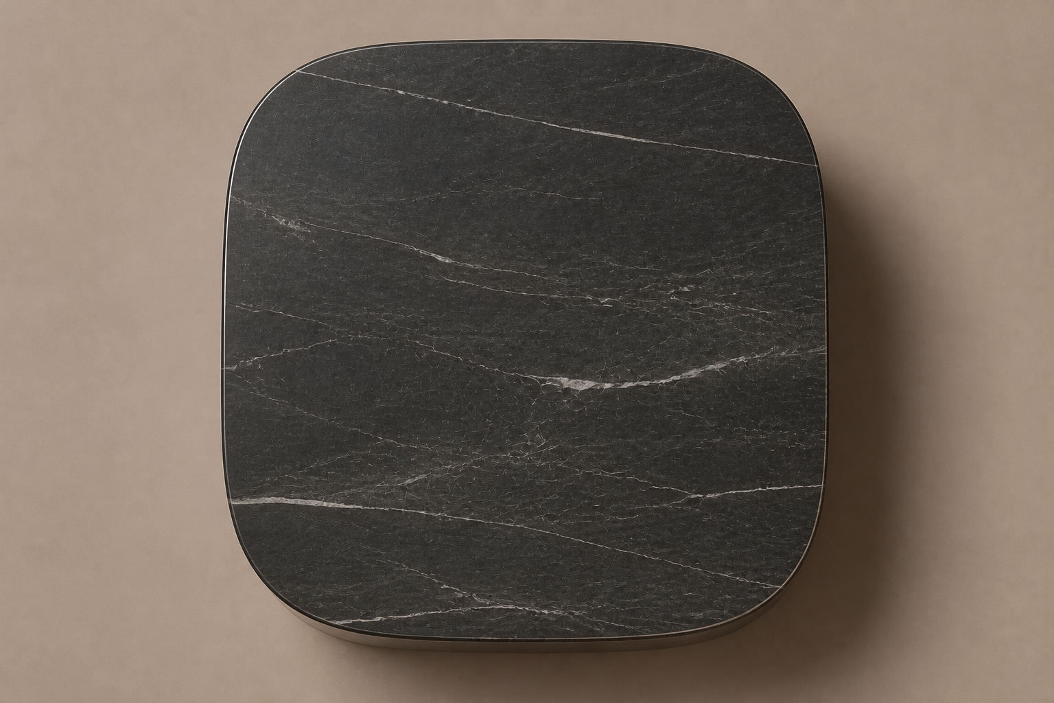 Concave Groove Base Round black marble plinth base by 1-OPH, overhead view