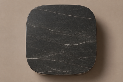 Concave Groove Base Round black marble plinth base by 1-OPH, overhead view