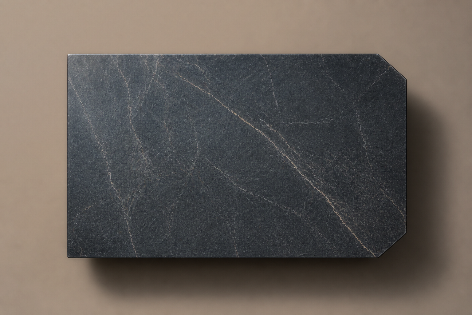 Concave Groove Base Rectangular black marble plinth base by 1-OPH, overhead view