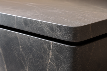 Concave Groove Base Rectangular black marble plinth base by 1-OPH, surface detail
