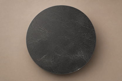 Concave Groove Base Disc black marble plinth base by 1-OPH, overhead view