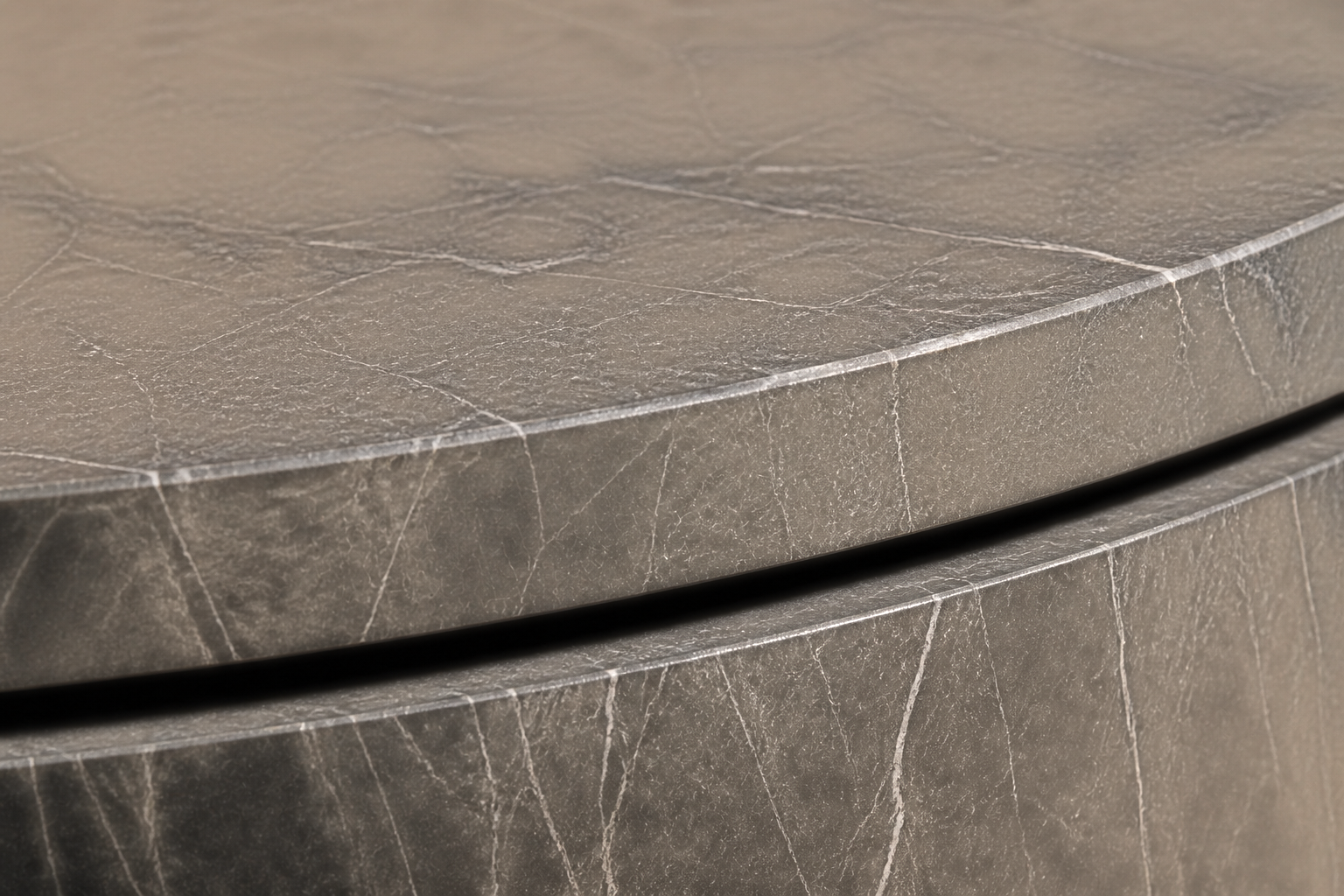 Concave Groove Base Disc black marble plinth base by 1-OPH, surface detail