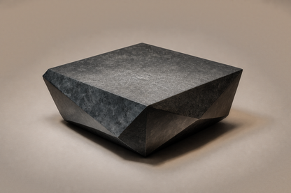 Faceted Granite Base black granite plinth base by 1-OPH, three-quarter studio view