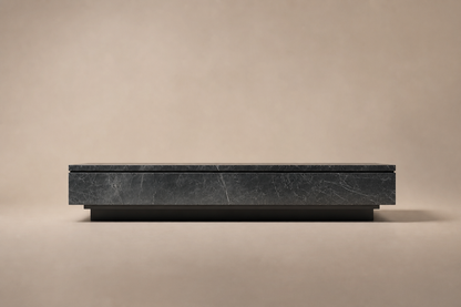 Floating Slab Base black marble plinth base by 1-OPH, side elevation