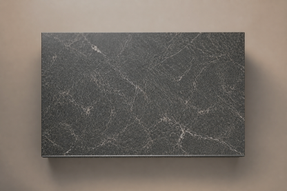 Grigio Ribbed Base Low grigio carnico marble plinth base by 1-OPH, overhead view