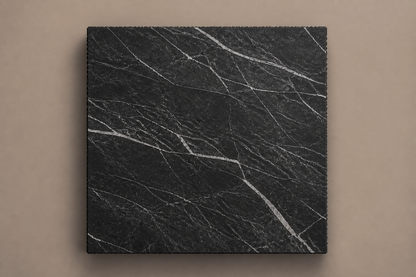 Grooved Band Base Deep black marble plinth base by 1-OPH, overhead view
