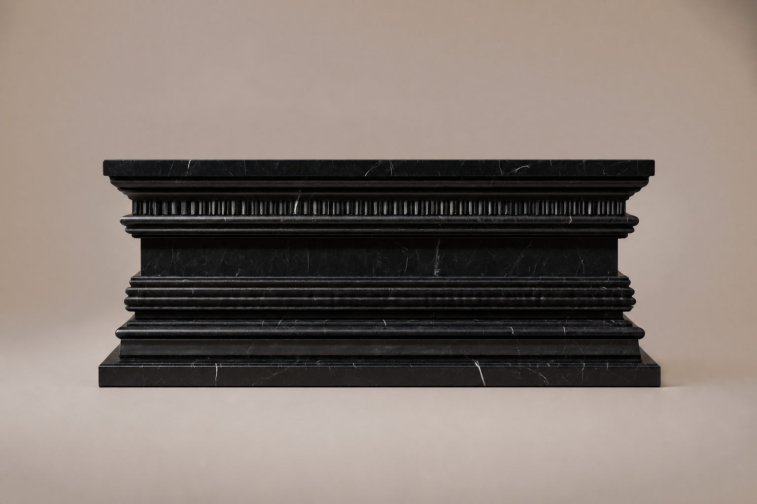 Grooved Band Base Plinth black marble plinth base by 1-OPH, side elevation