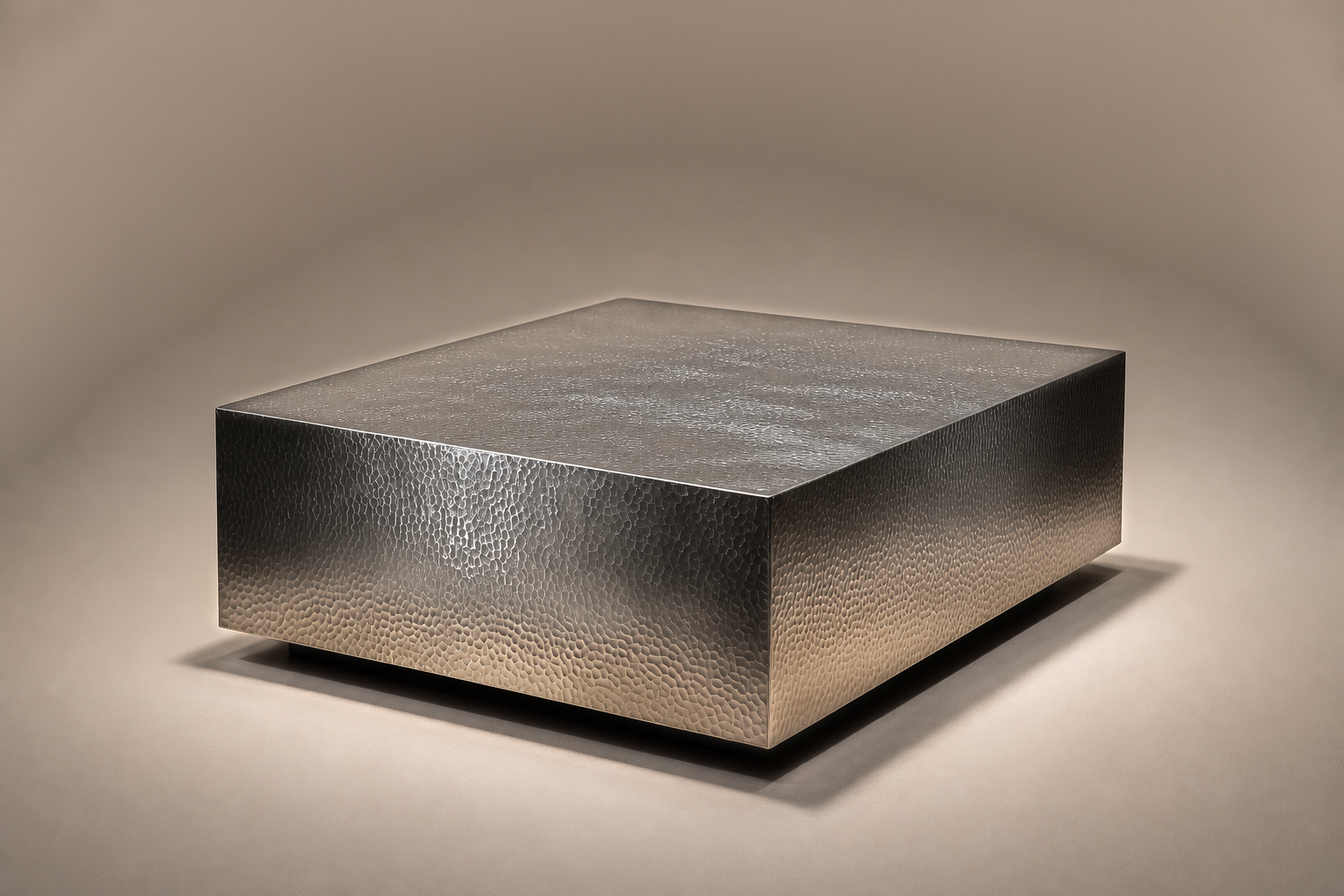 Hammered Gunmetal Base Deep stainless steel 316 plinth base by 1-OPH, three-quarter studio view