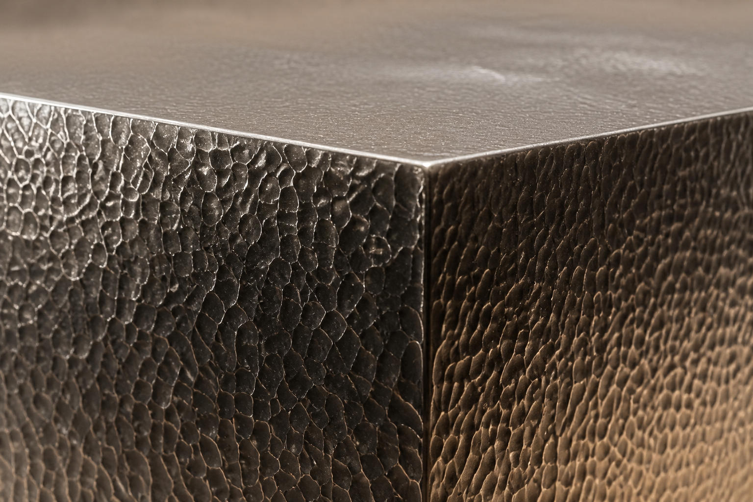 Hammered Gunmetal Base Deep stainless steel 316 plinth base by 1-OPH, surface detail