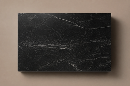 Knife-Edge Base Wide black marble plinth base by 1-OPH, overhead view