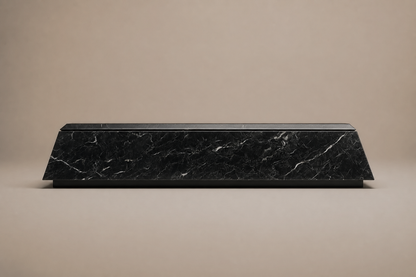 Knife-Edge Base Tapered black marble plinth base by 1-OPH, side elevation