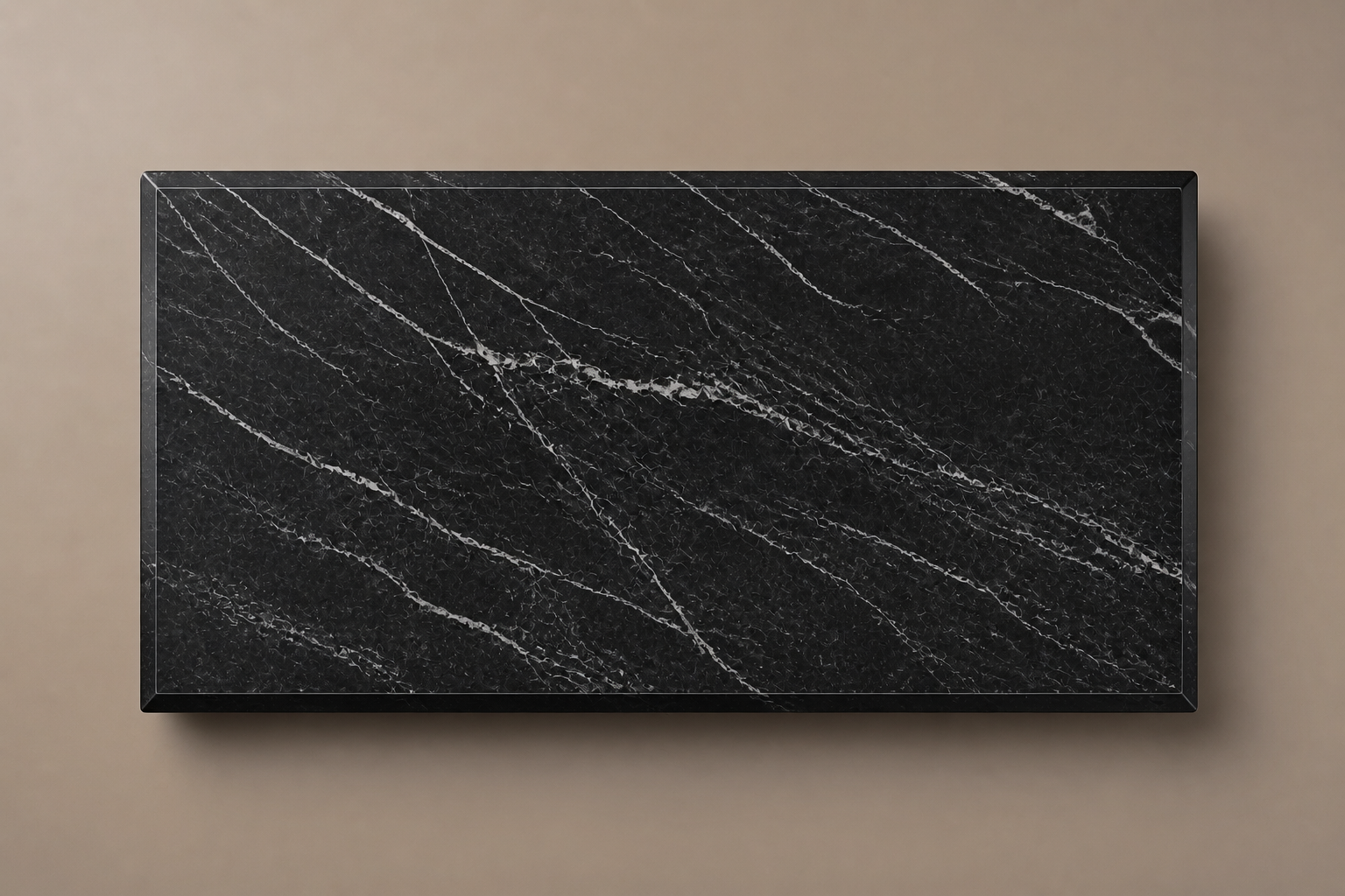 Knife-Edge Base Tapered black marble plinth base by 1-OPH, overhead view