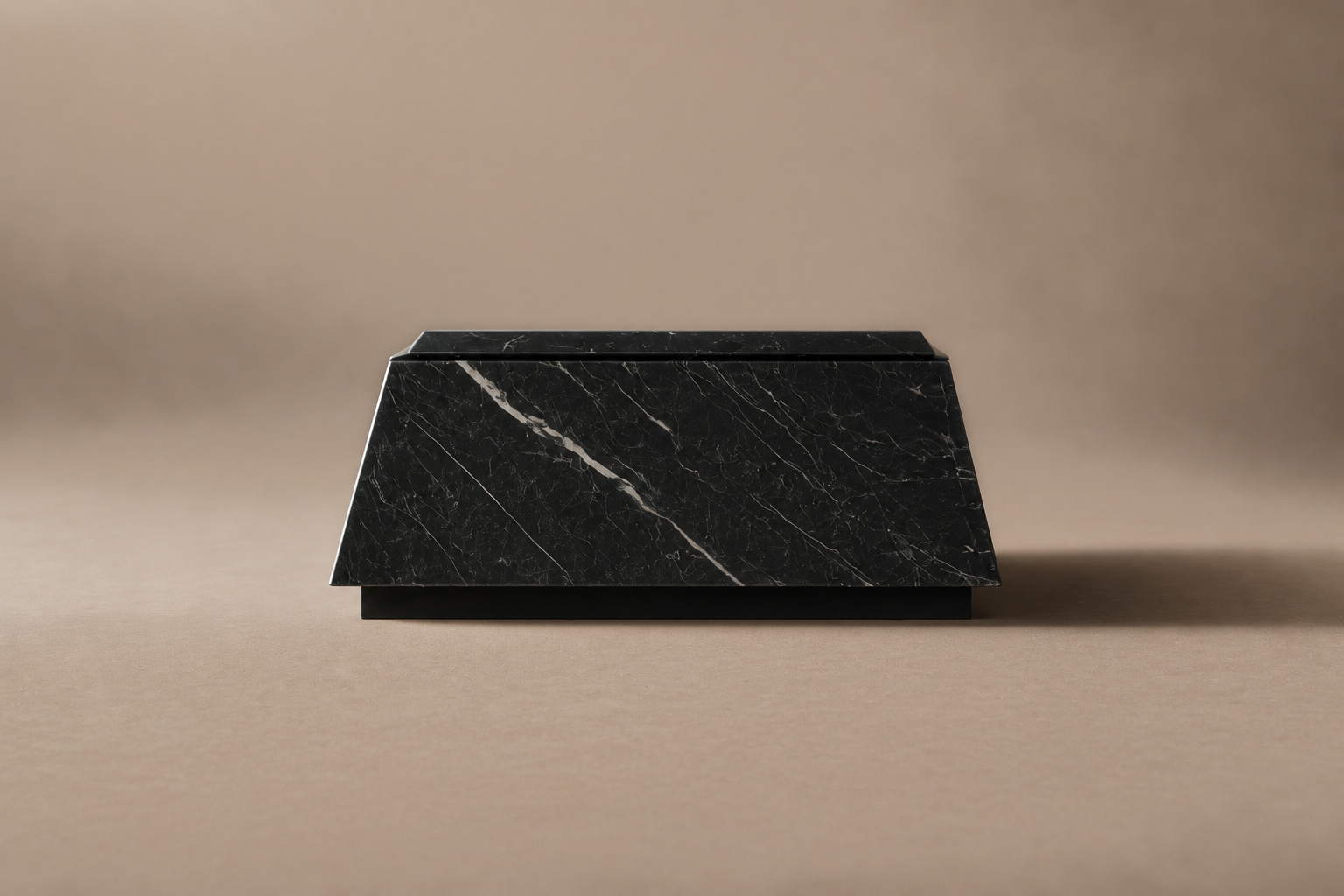 Knife-Edge Base Tapered black marble plinth base by 1-OPH, surface detail