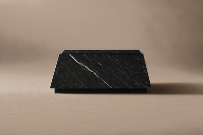 Knife-Edge Base Tapered black marble plinth base by 1-OPH, surface detail
