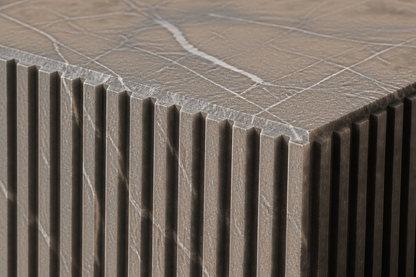 Pietra Grey Reeded Base Grey pietra grey marble plinth base by 1-OPH, surface detail