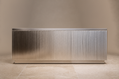 Brushed Stainless Base stainless steel 316 plinth base by 1-OPH, side elevation