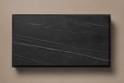 Reeded Base Long black marble plinth base by 1-OPH, overhead view