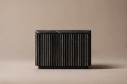 Reeded Base Compact black marble plinth base by 1-OPH, surface detail