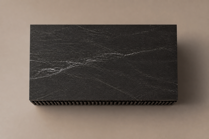 Reeded Base Capped black marble plinth base by 1-OPH, overhead view