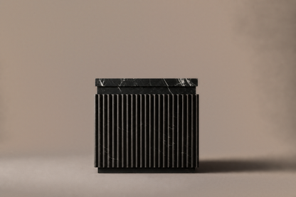 Reeded Base Capped black marble plinth base by 1-OPH, surface detail
