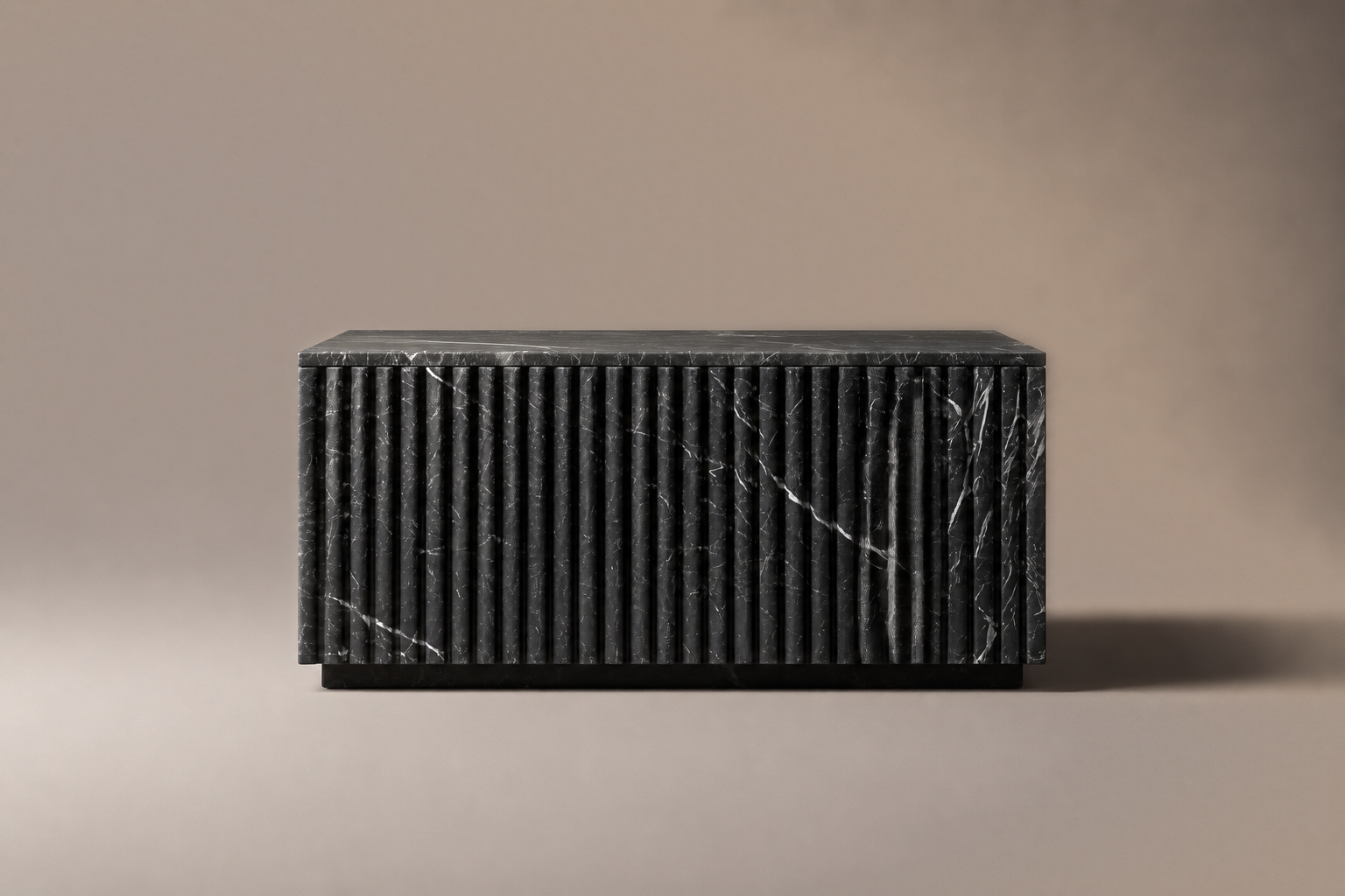 Reeded Base Deep black marble plinth base by 1-OPH, surface detail