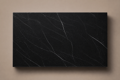 Ribbed Horizontal Base Deep black marble plinth base by 1-OPH, overhead view
