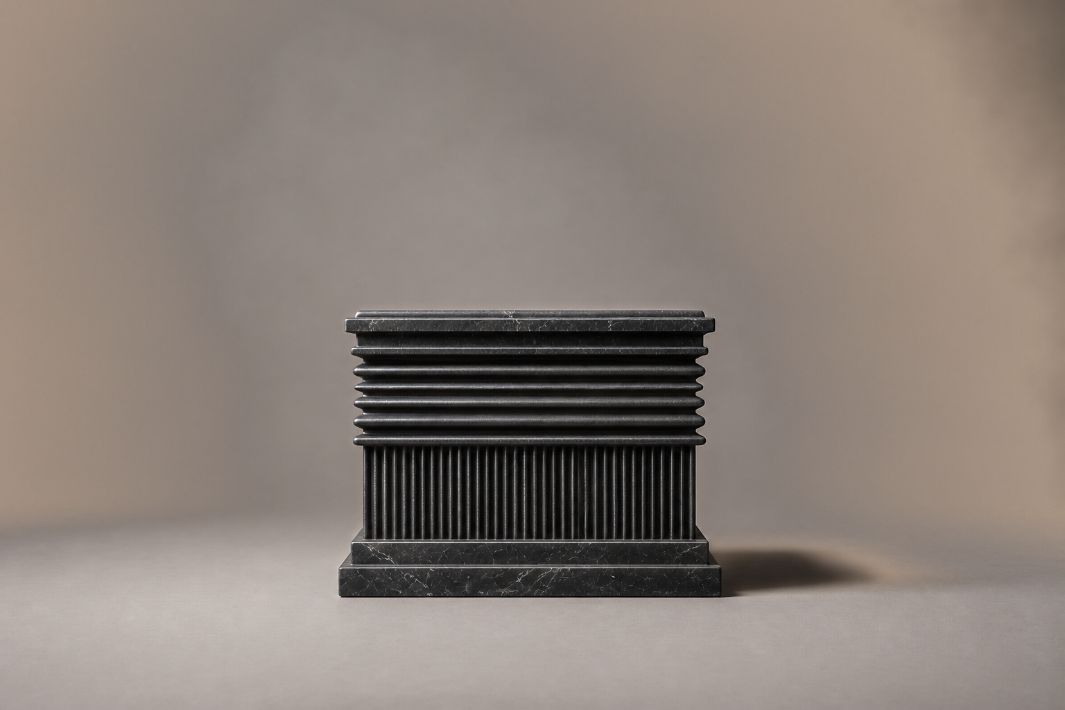 Ribbed Horizontal Base Plinth black marble plinth base by 1-OPH, surface detail