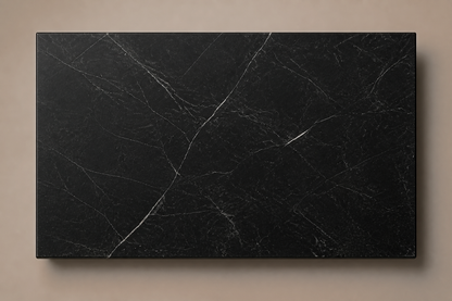 Ribbed Horizontal Base Wide black marble plinth base by 1-OPH, overhead view