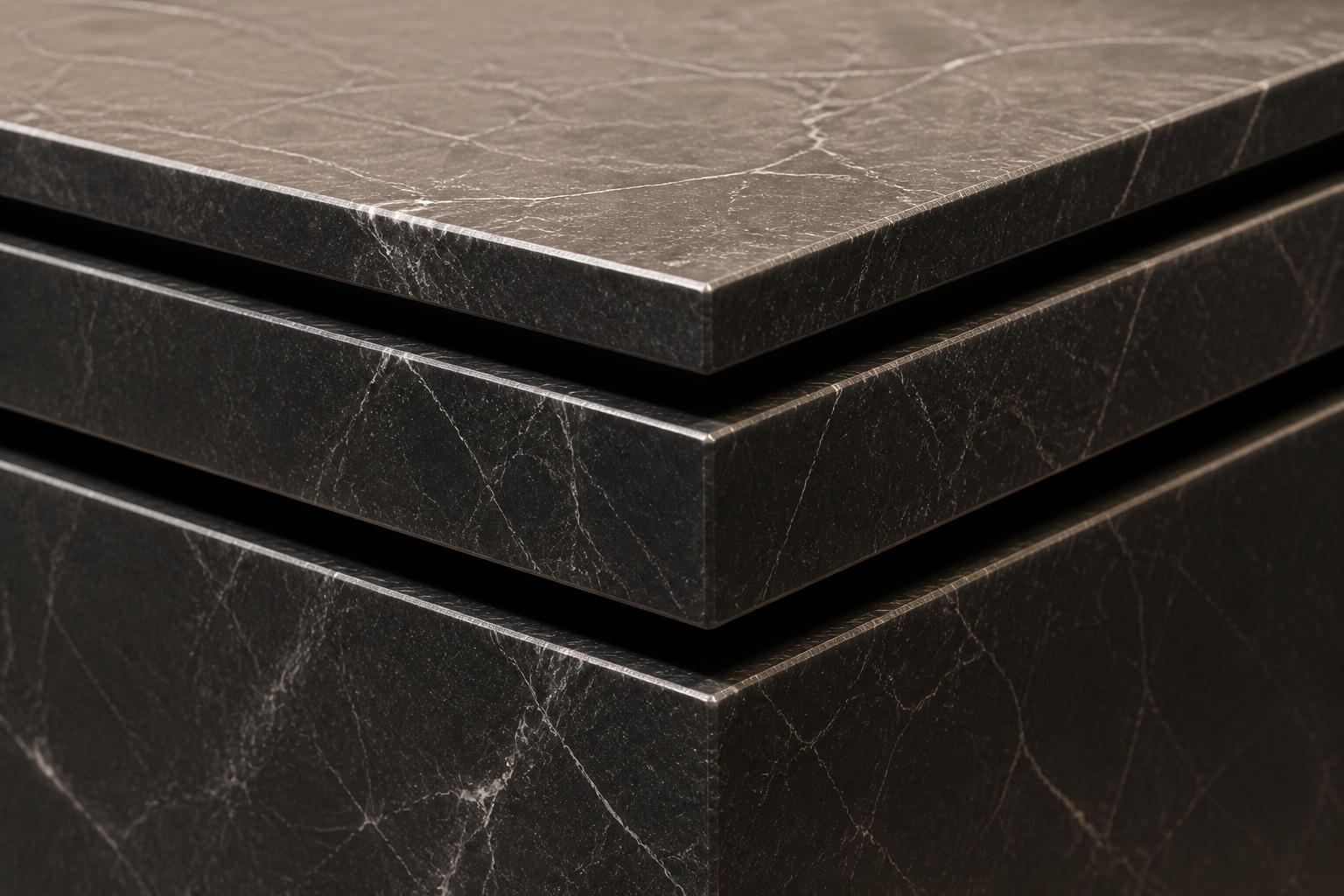 Shadow-Gap Base Deep black marble plinth base by 1-OPH, surface detail