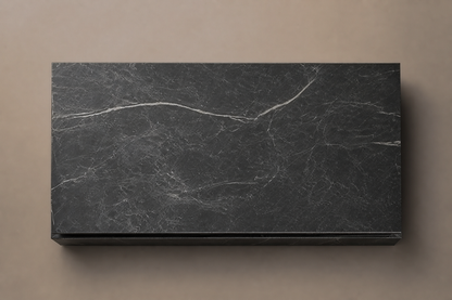 Shadow-Gap Base Slim black marble plinth base by 1-OPH, overhead view