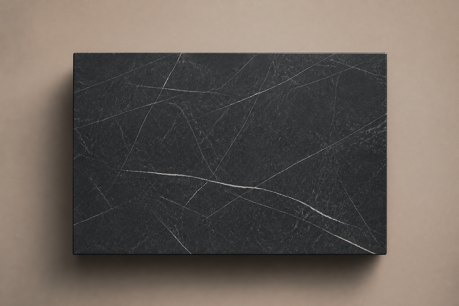 Shadow-Gap Base Split black marble plinth base by 1-OPH, overhead view