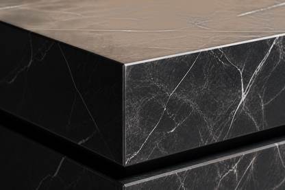 Shadow-Gap Base Split black marble plinth base by 1-OPH, surface detail