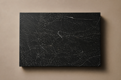 Shadow-Gap Base Low black marble plinth base by 1-OPH, overhead view