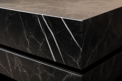 Shadow-Gap Base Low black marble plinth base by 1-OPH, surface detail