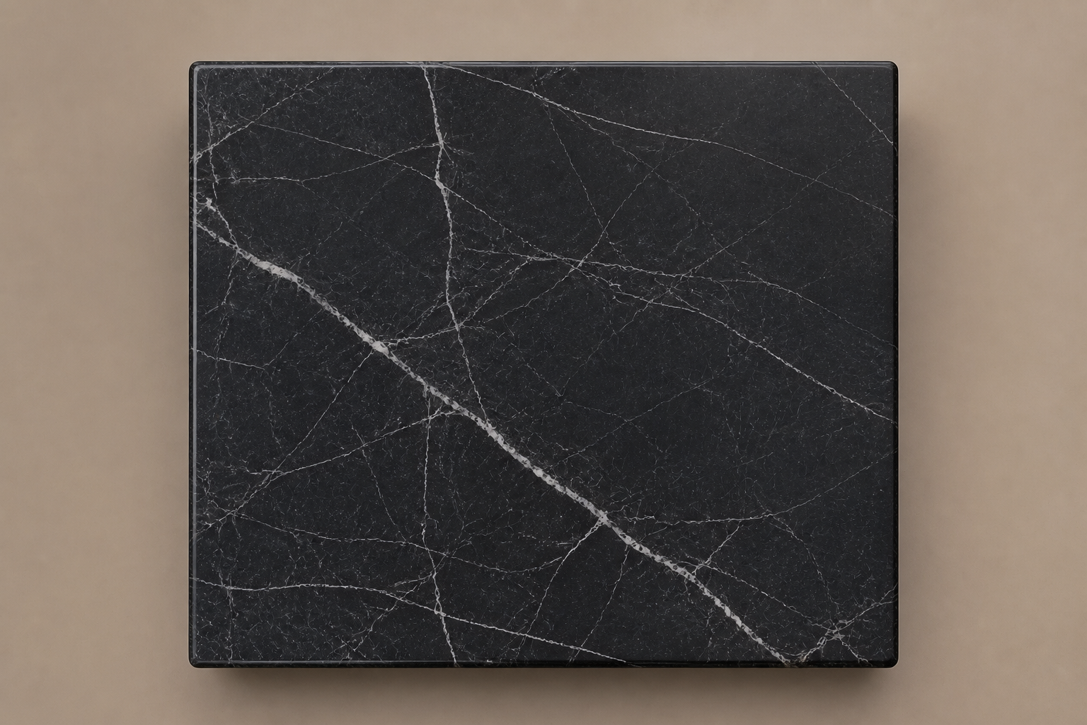 Triple Bullnose Base Square black marble plinth base by 1-OPH, overhead view