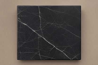 Triple Bullnose Base Square black marble plinth base by 1-OPH, overhead view