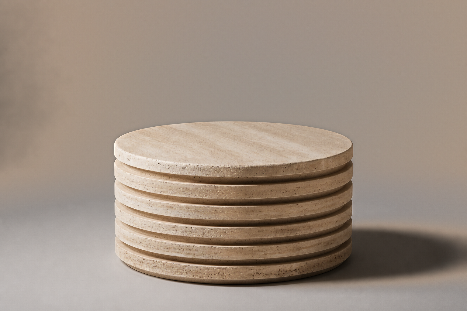 Travertine Stacked Base silver travertine plinth base by 1-OPH, three-quarter studio view