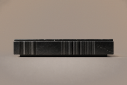 Wire-Line Base Fluted black marble plinth base by 1-OPH, side elevation