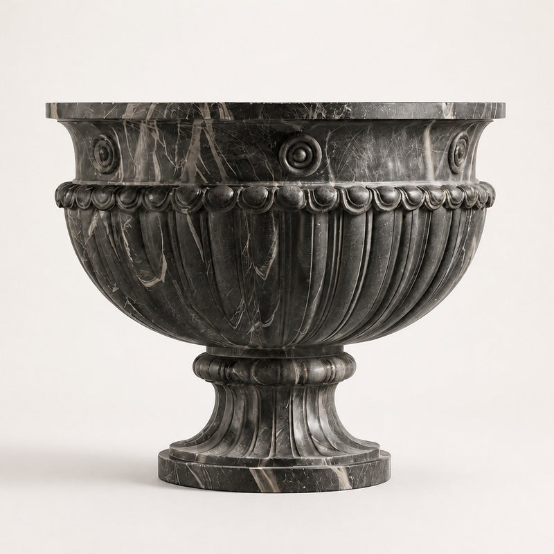Pietra Grey Classical Fluted Marble Urn Planter
