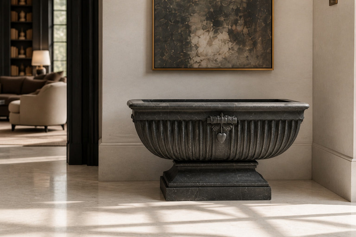 Pietra Grey Garland Marble Urn Planter
