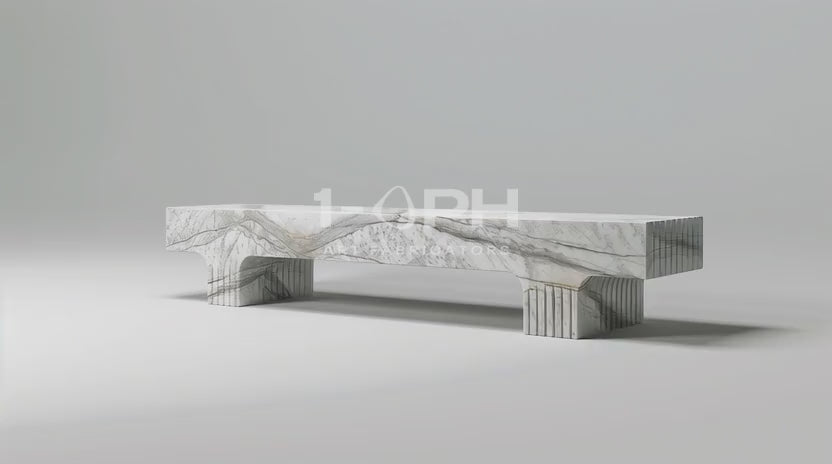 Load video: Calacatta Strata Marble Bench