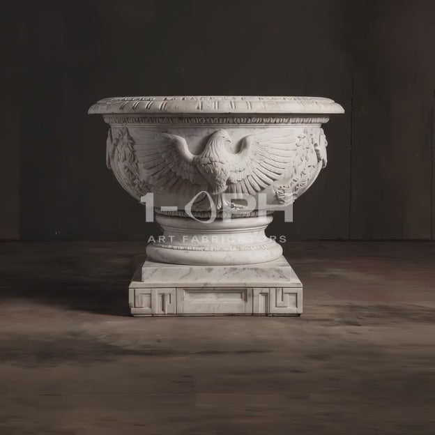 Imperial Eagle Marble Urn Planter