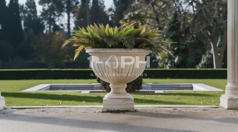 Grand Fluted Estate Marble Urn Planter