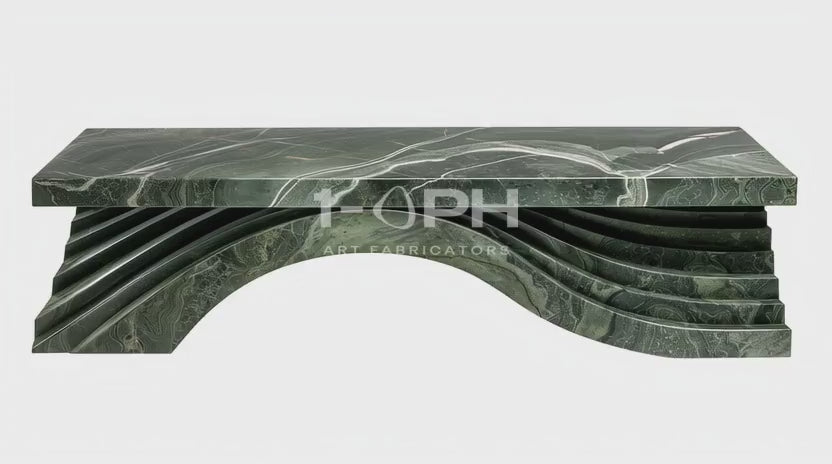 Load video: Verde Wave Marble Bench