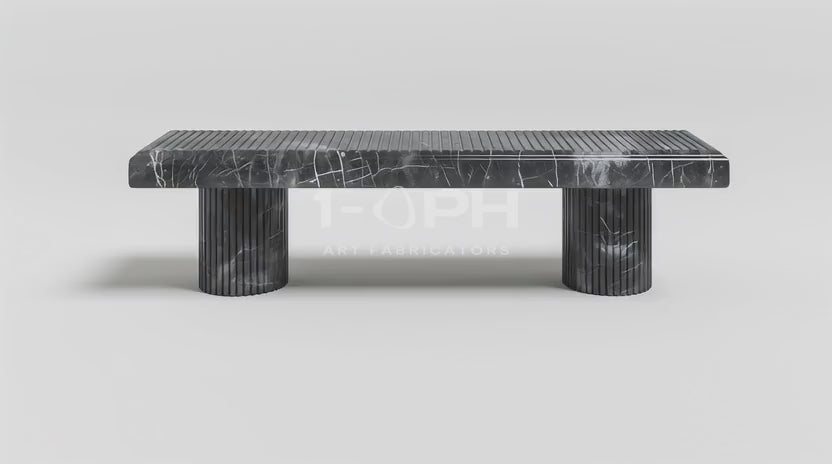 Load video: Fluted Column Marble Bench