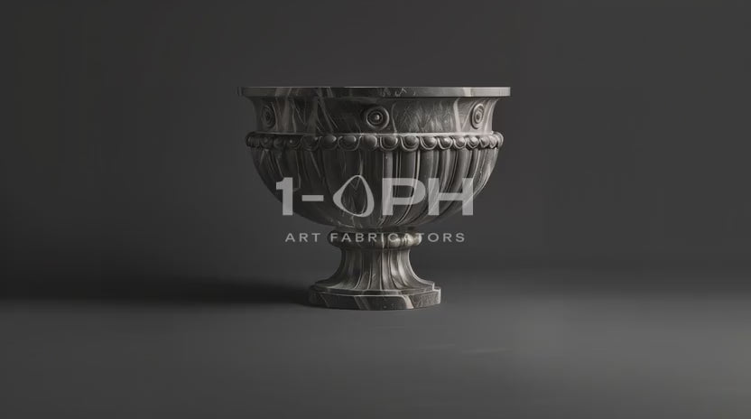 Pietra Grey Classical Fluted Marble Urn Planter