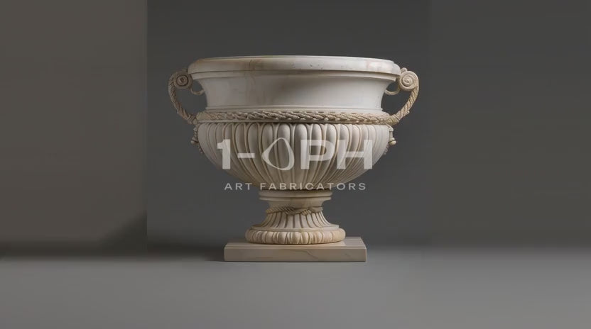 Load video: Heritage Rope-Handle Marble Urn Planter