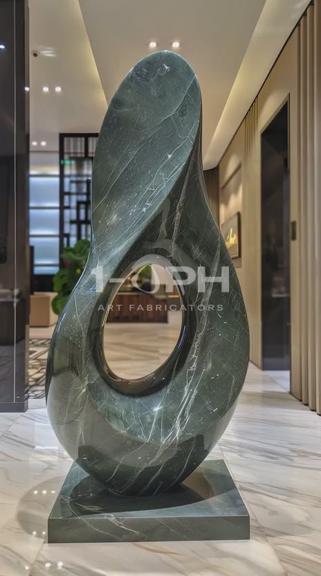 Continuum Void — Monumental Green Marble Sculpture